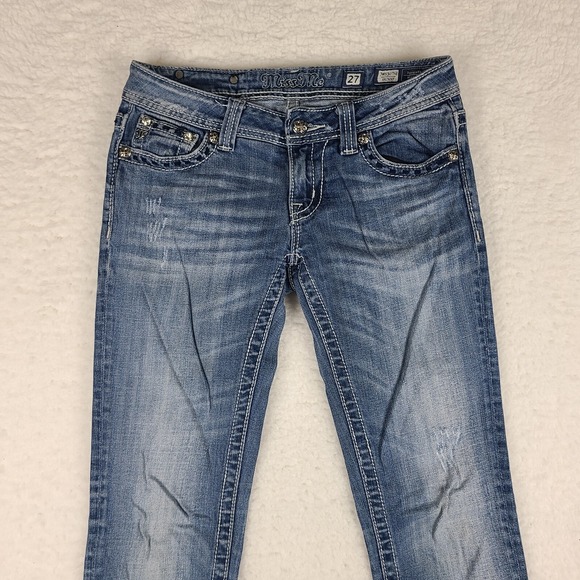 Miss Me Jeans Womens 27 Blue Skinny Light Wash Denim JW53075B * - Picture 2 of 13